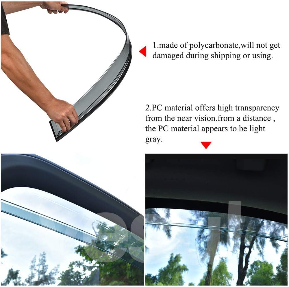 Tape on Polycarbonate Rain Guards Window Visor with 304 Stainless Steel Trim Pack of 2 A28744