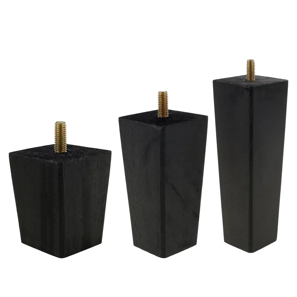 4X 2.4in Black Square Tapered Wooden Furniture Legs U9324