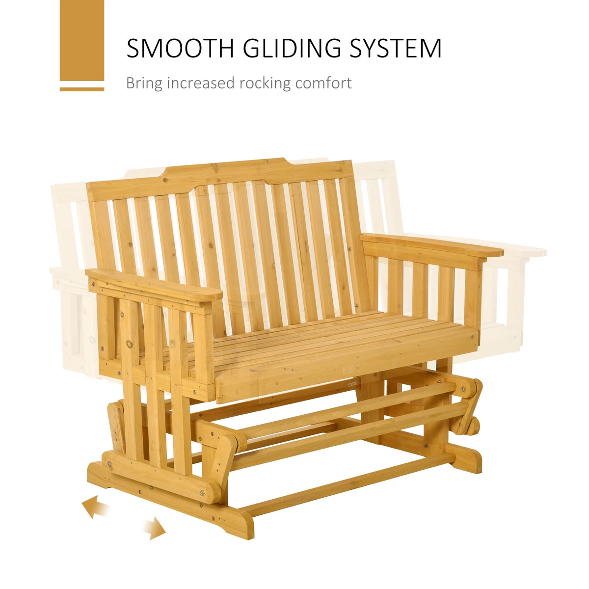 Beige Brown Wooden Patio Glider Chair Bench K207