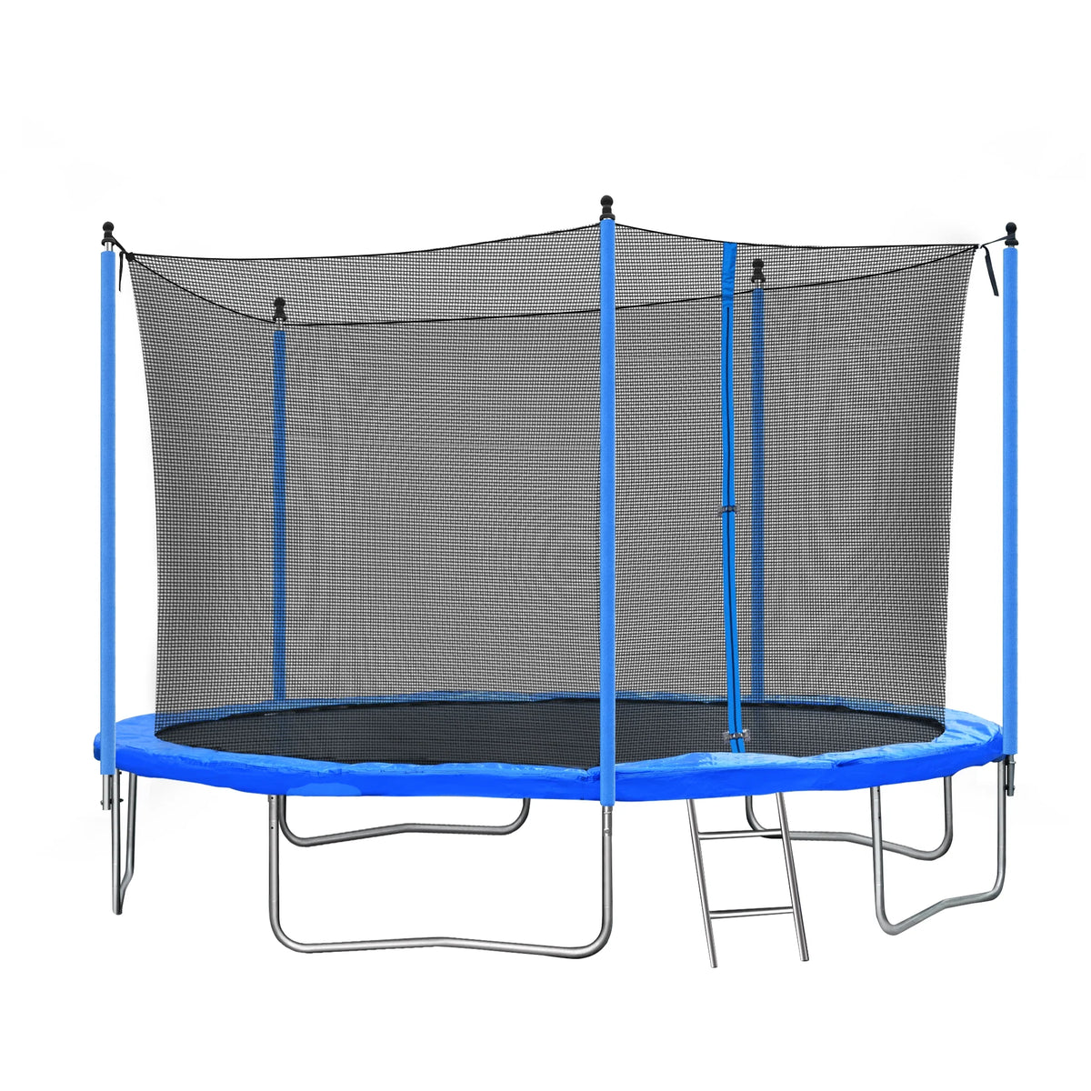 Blue 12FT Outdoor Round Trampoline with Enclosure Net and Ladder M971