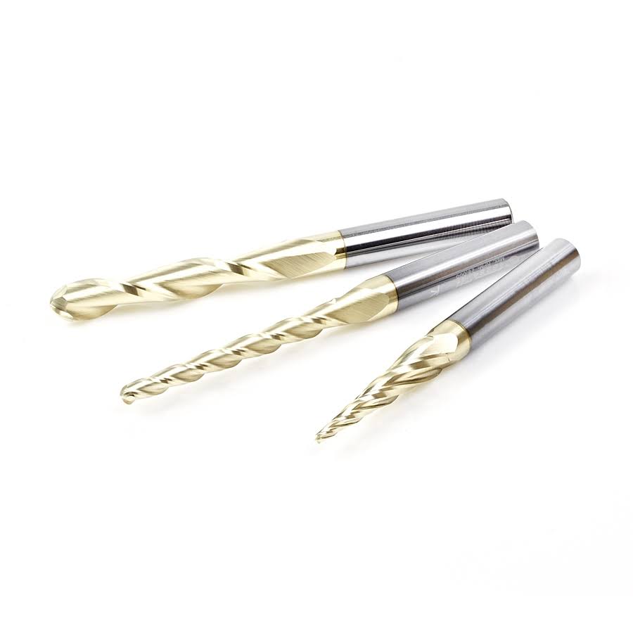 3-Pc ZrN Coated 1/4x22 Shank Router Bit J1188
