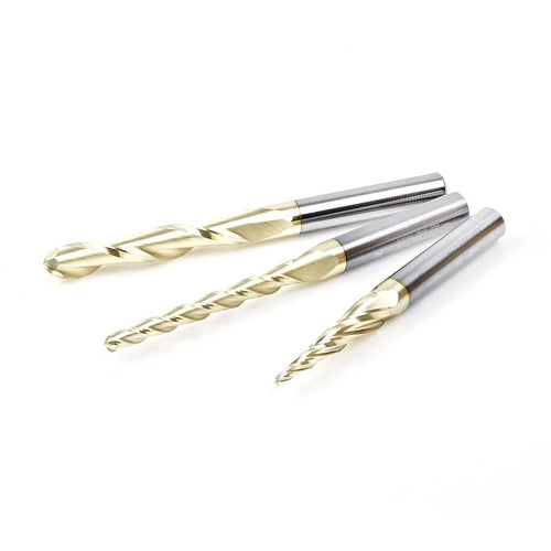 3-Pc ZrN Coated 1/4x22 Shank Router Bit J1188