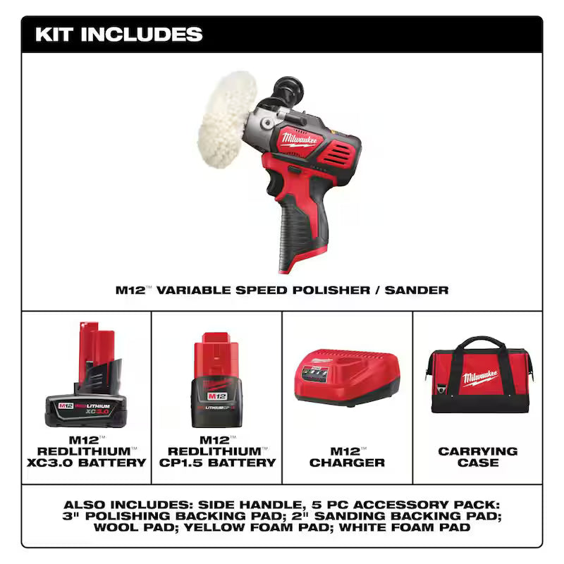 12V Cordless Variable Speed Polisher/Sander Kit K677