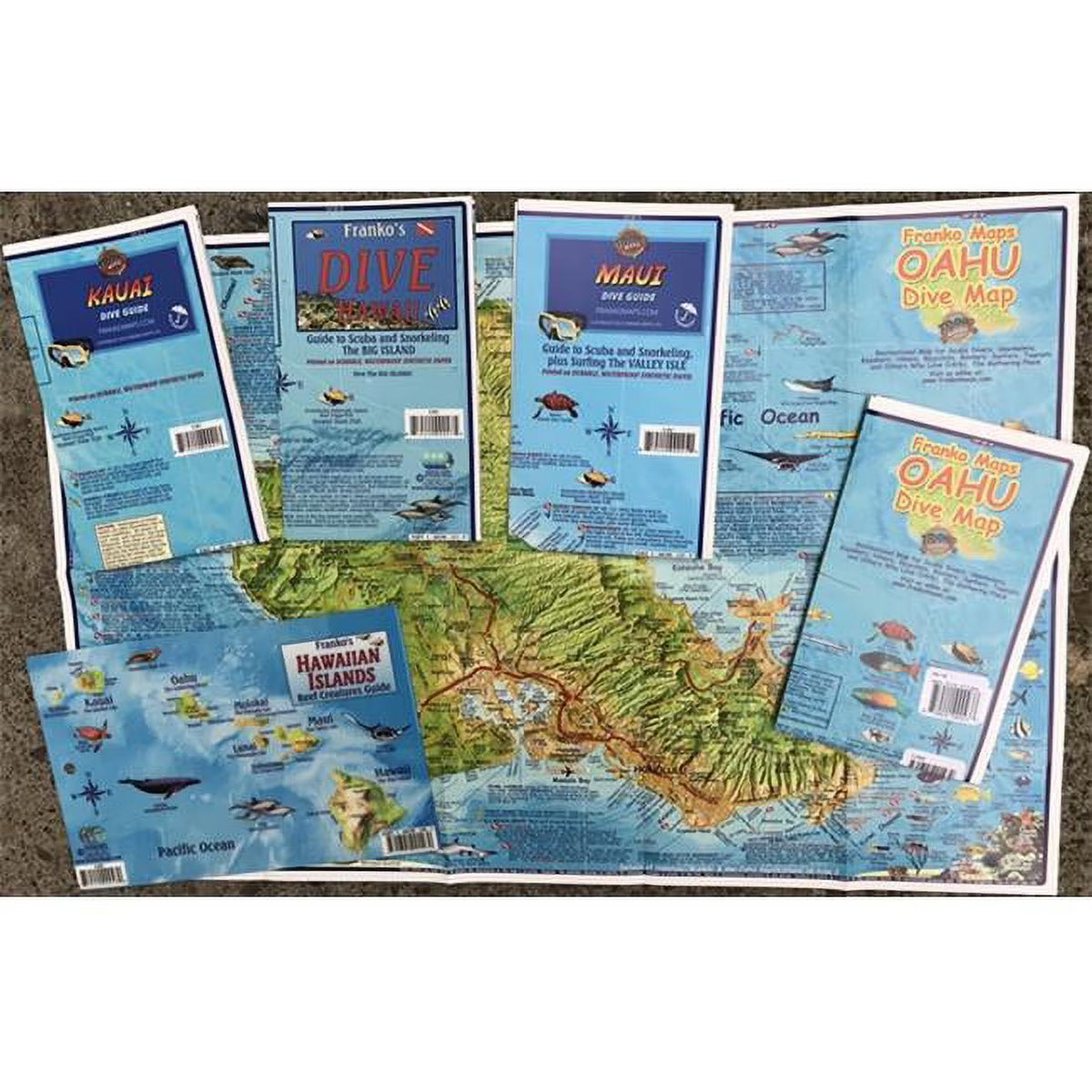 Oahu Maui Kauai Hawaii Dive & Snorkel Map Pack Z4419