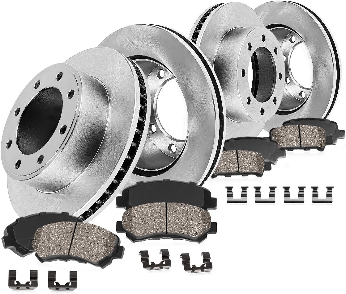 8 Lug Brake Rotors and Brake Pads with Clips K1562