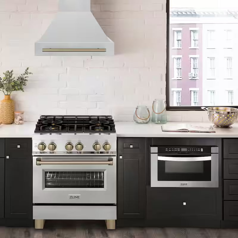 30 in. 4 Burner Dual Fuel Range Stainless Steel Champagne Bronze X261