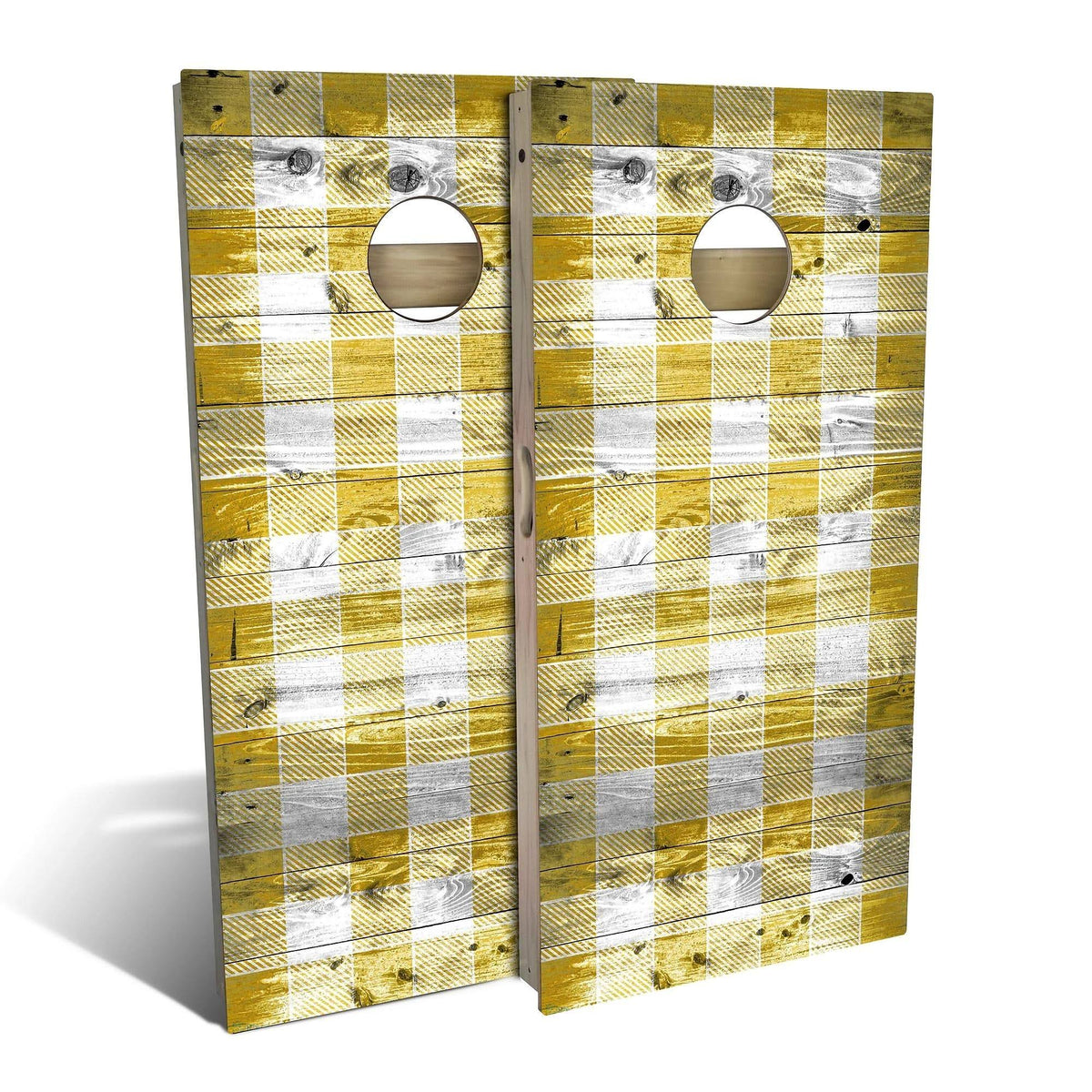 Yellow Checkered Cornhole Set with Carrying Case J37913